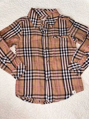 Plaid Button-Down Shirt for Kids - Tan/Black